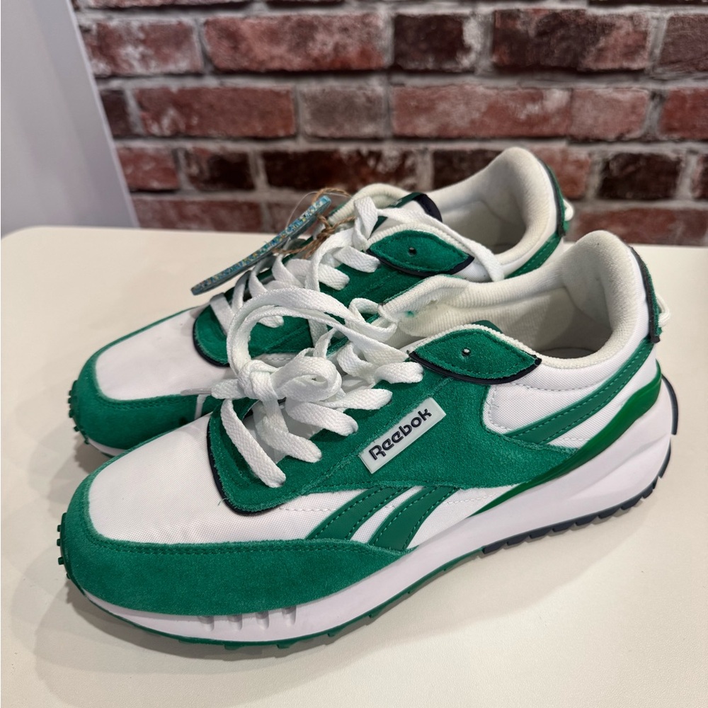 Woman Reebok Green and White Athletic Shoes Forte Racer Sneakers